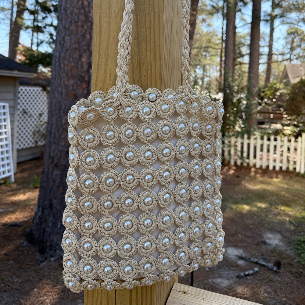 Haute Hippie Cream Boho Crochet Purse